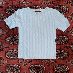Crystal-Kobe S‎ Pale Blue Baby Cable Knit Scoop Neck Pullover Top SUPER CLEAN